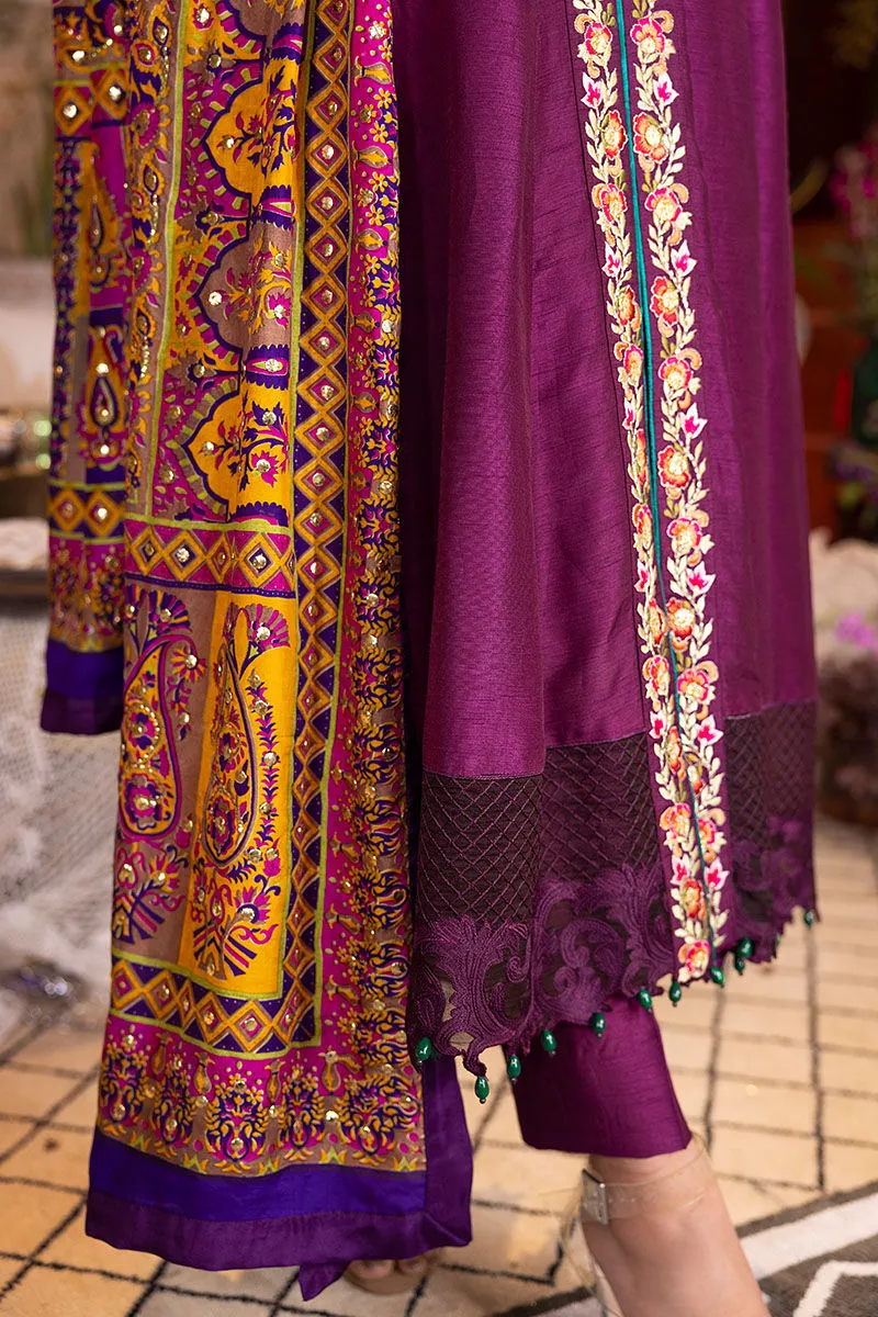 Embellished Purple Long Frock Dupatta Pakistani Party Dresses