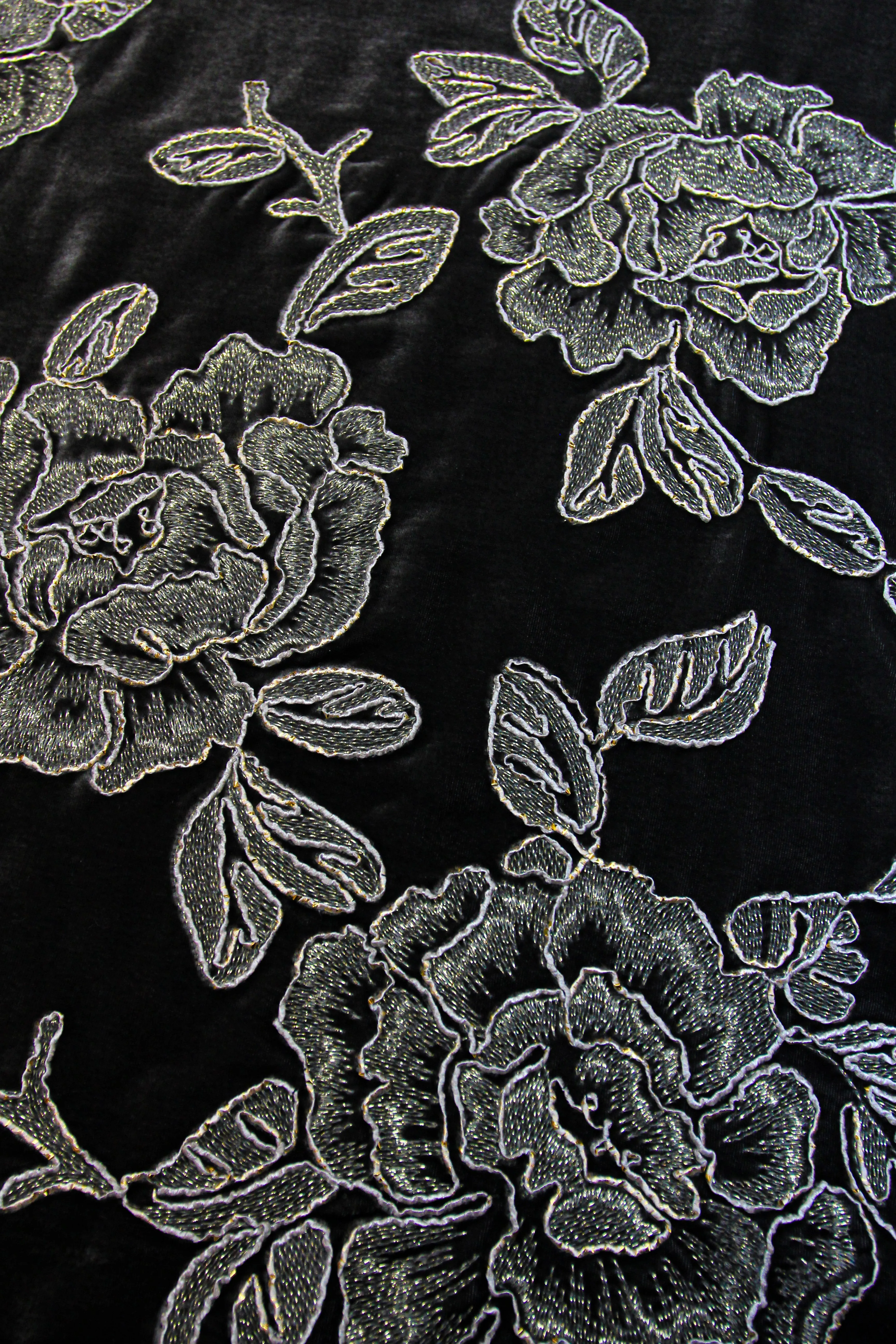 Embroidered Velour Cami Dress