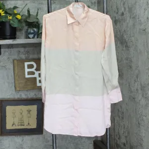 Equipment Womens Silk Button Up Long Sleeve Shirt Dress Pink Multi 2XS