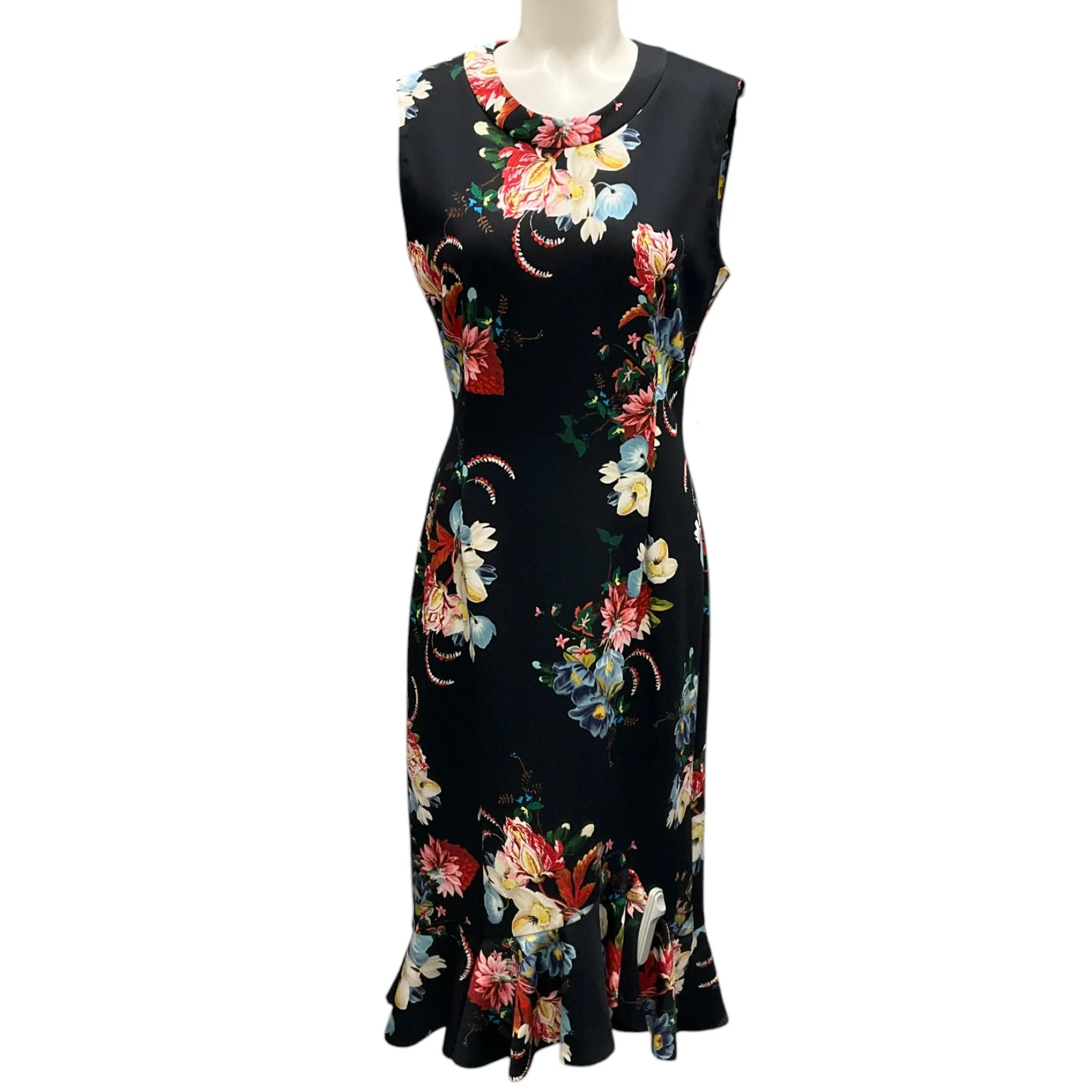 ERDEM Black Multi Louisa Floral Jersey Dress
