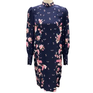 ERDEM Navy / Pink Kayo Lily Crepe Mirela Dress