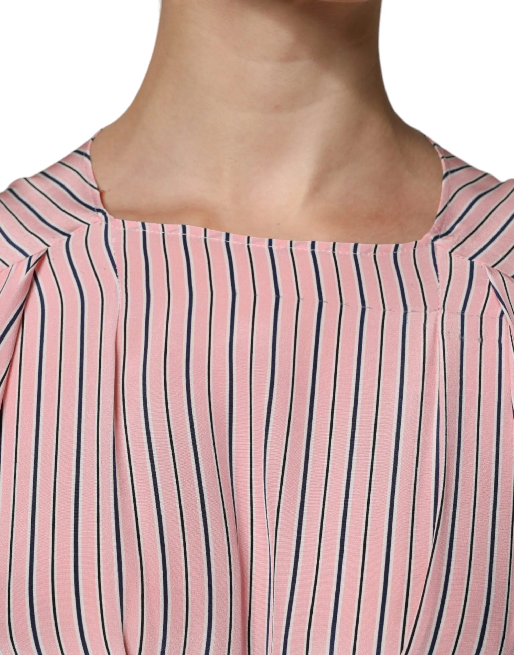 ERMANNO SCERVINO Women Pink Dress 100% Silk Striped A-Line Bodycon Wrap IT 38 XS