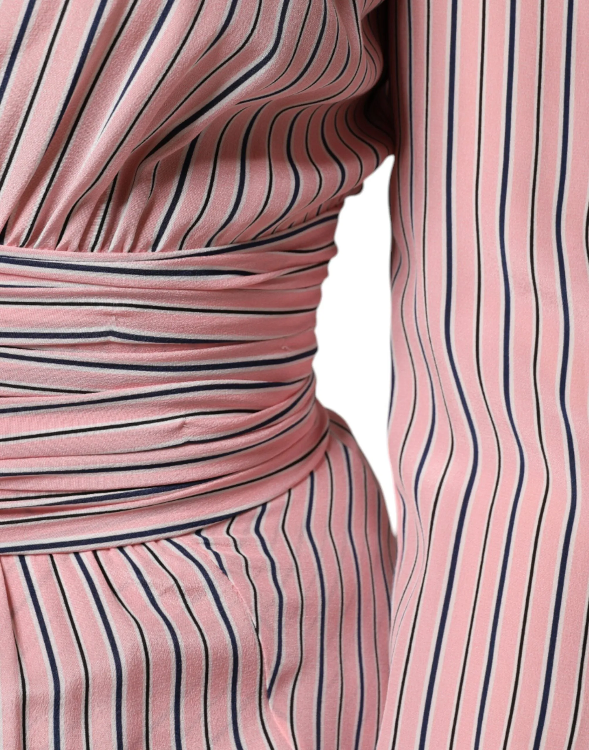 ERMANNO SCERVINO Women Pink Dress 100% Silk Striped A-Line Bodycon Wrap IT 38 XS