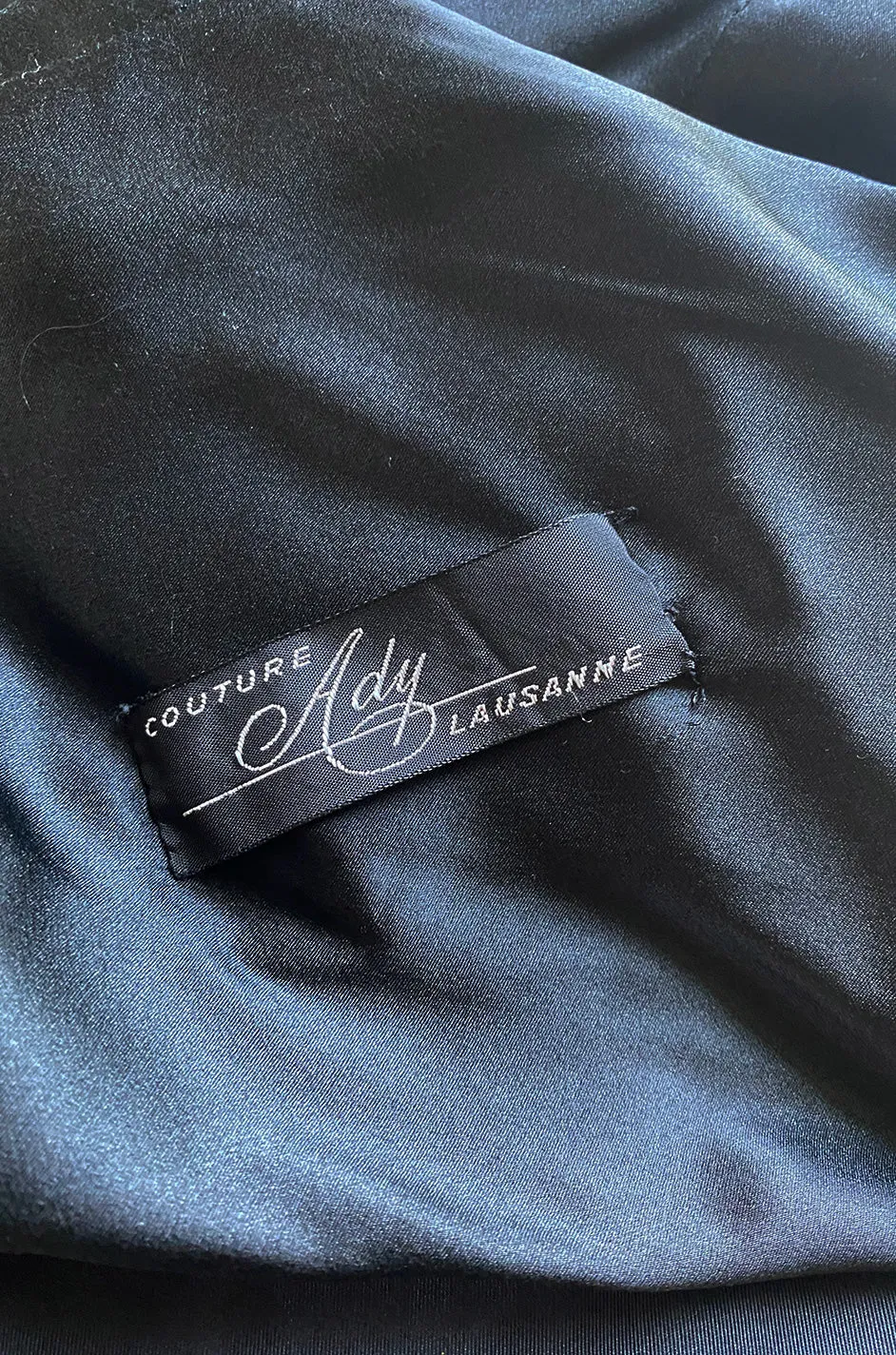 Exceptional 1980s Ady Couture Lausanne Black Velvet Dress w Open Back & Bows