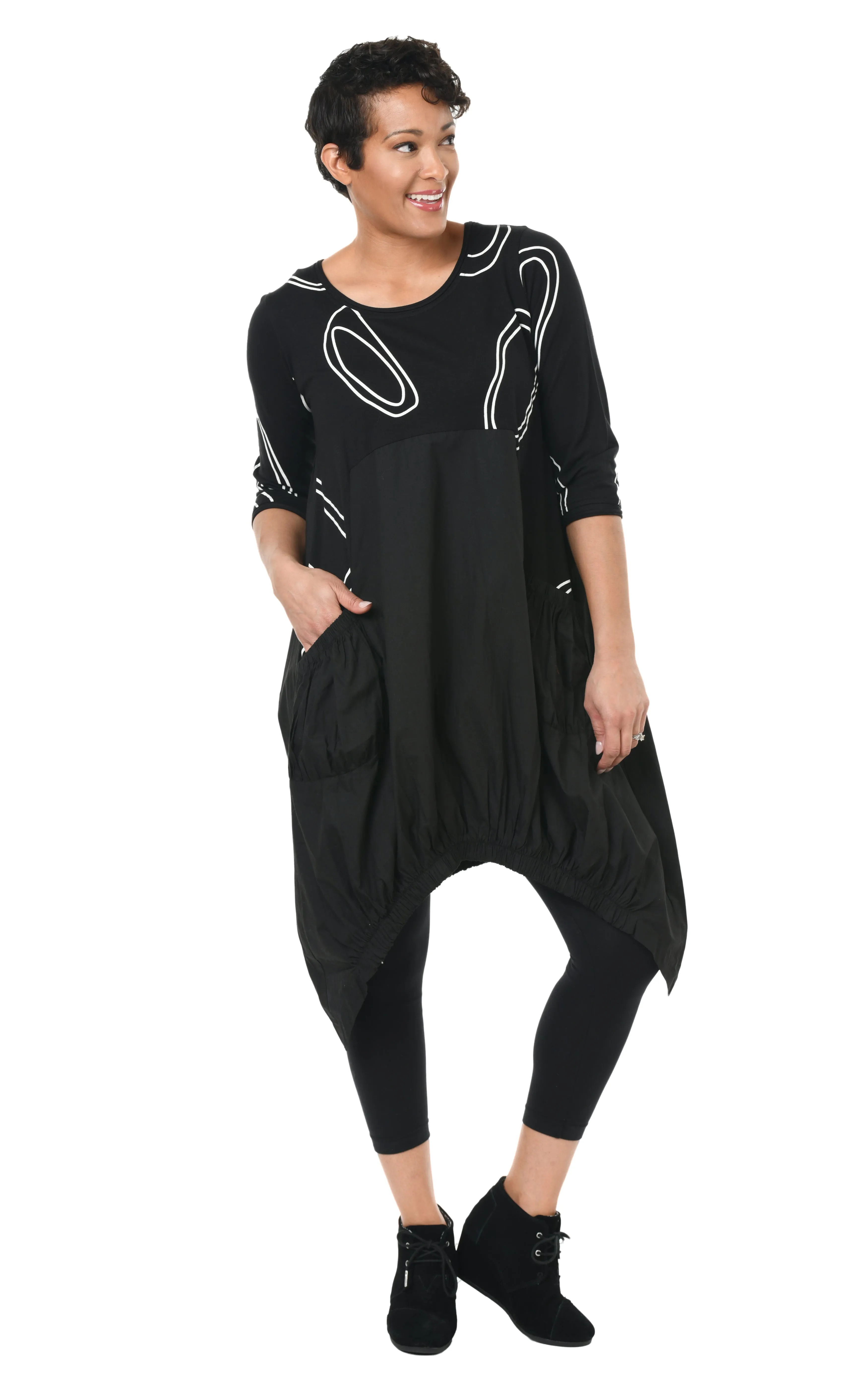 FINAL SALE SDM641 Adele Dress in Black Bubbles*