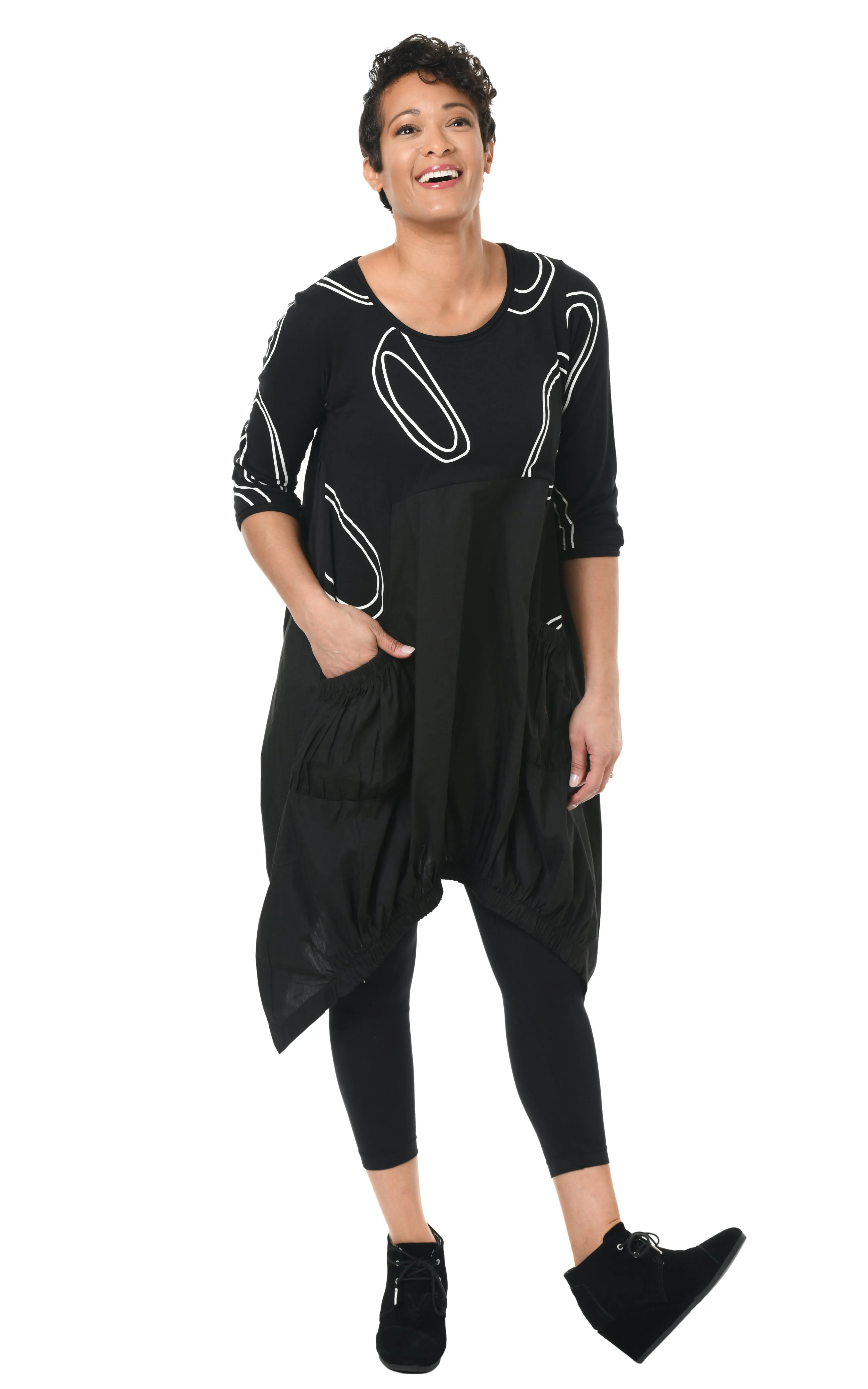 FINAL SALE SDM641 Adele Dress in Black Bubbles*