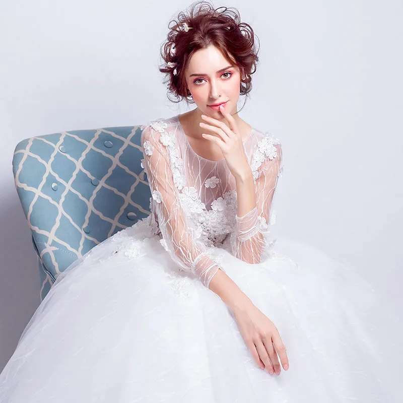 [Final Sale] US2 Illusion Lantern Sleeves Wedding Bridal Gown