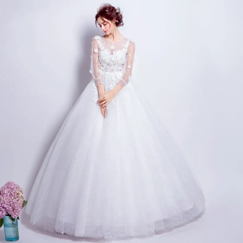 [Final Sale] US2 Illusion Lantern Sleeves Wedding Bridal Gown