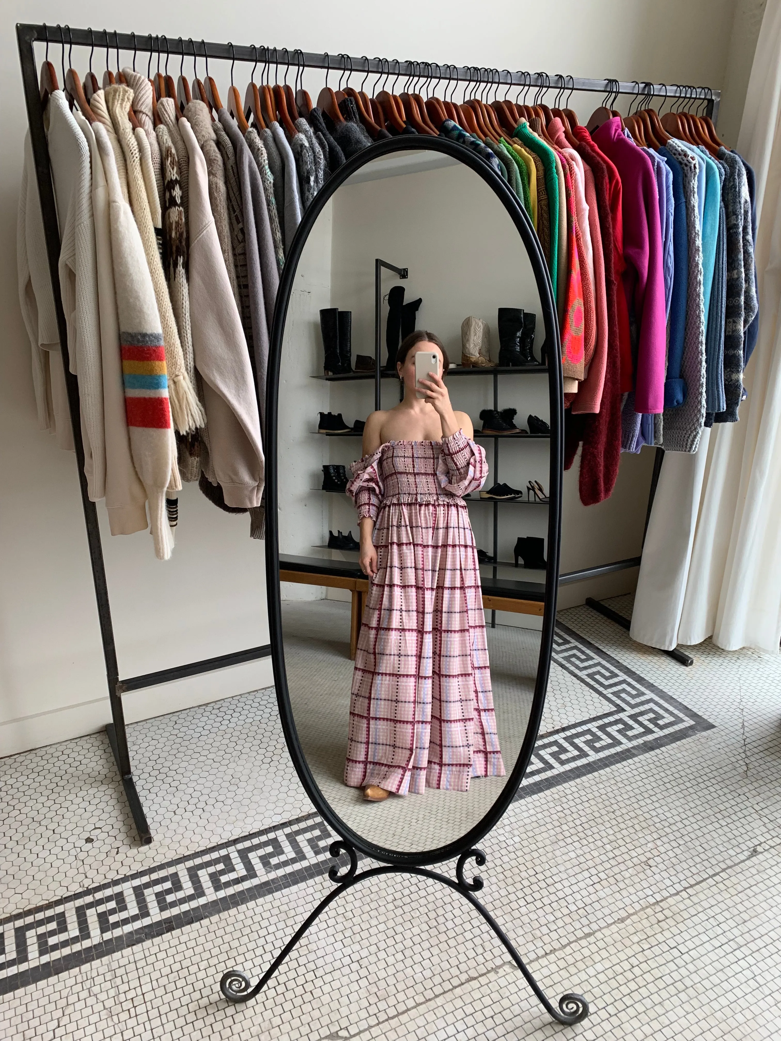 Ganni check maxi dress