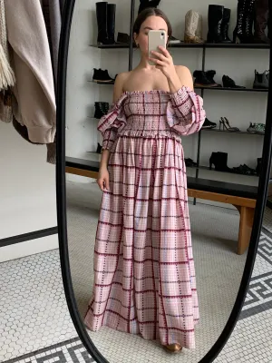 Ganni check maxi dress