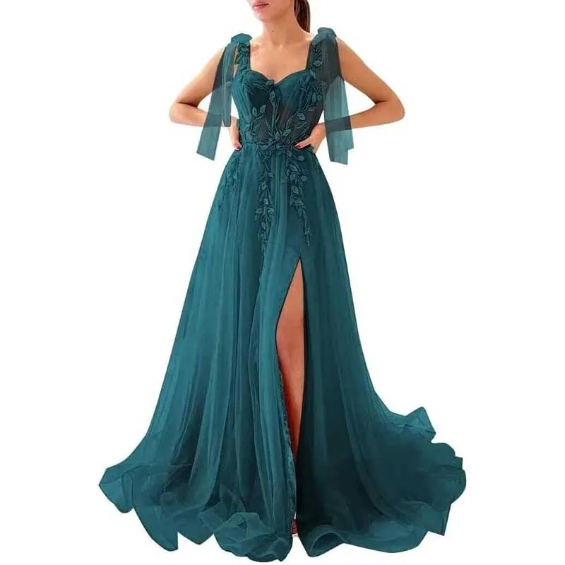Garden Prom Dress Tulle Long Appliques Birthday Party Ball Gowns Wedding Prom