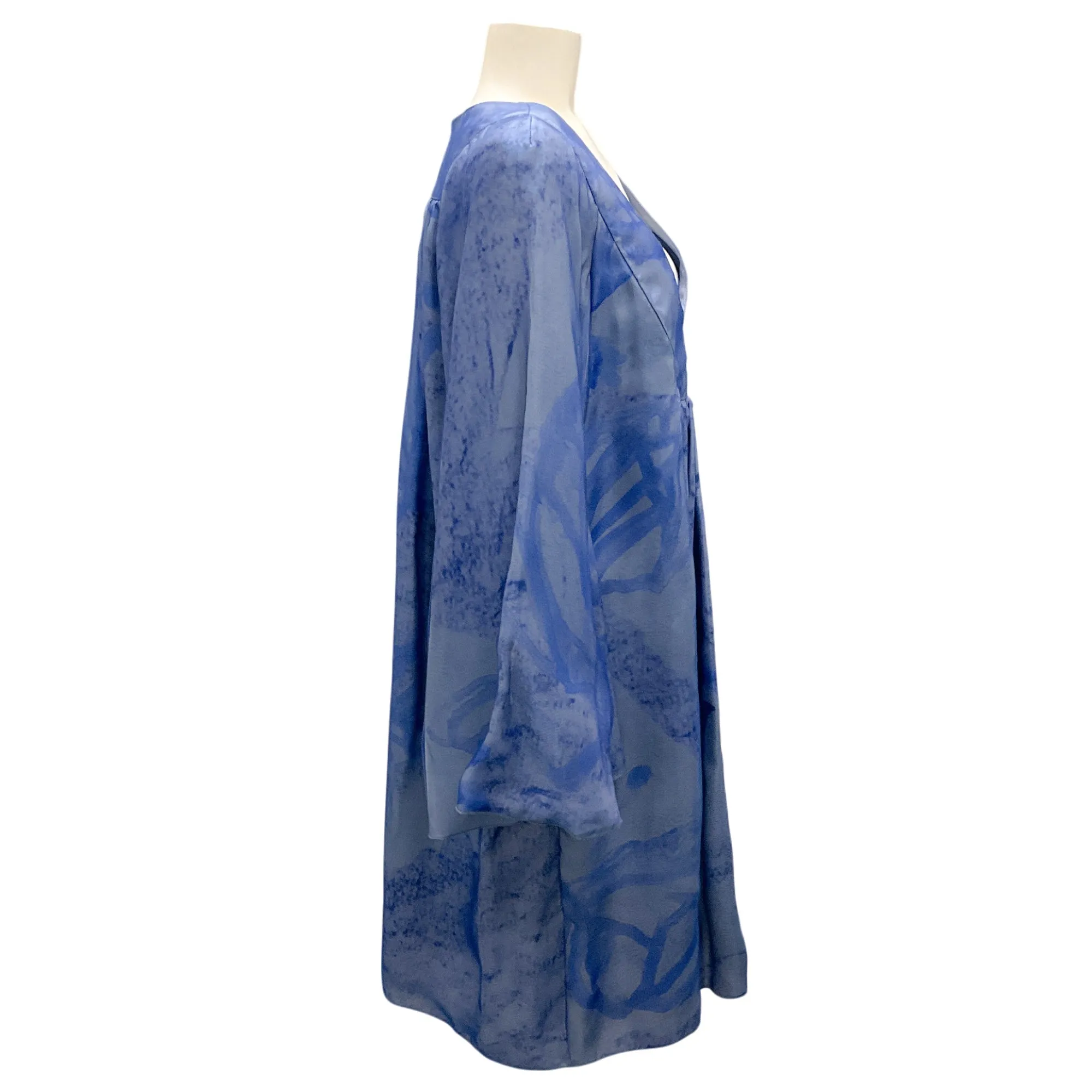 Giorgio Armani Blue 2014 Printed Long Sleeved Chiffon Cocktail Dress