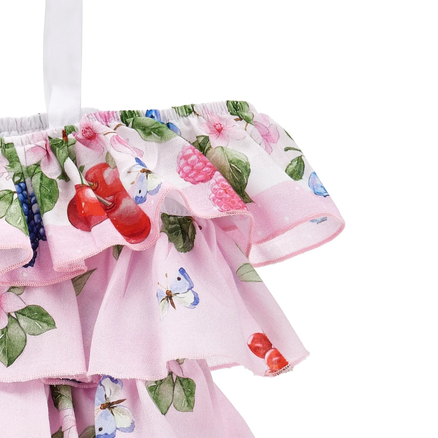 Girls Pink Frill Fruit Dress