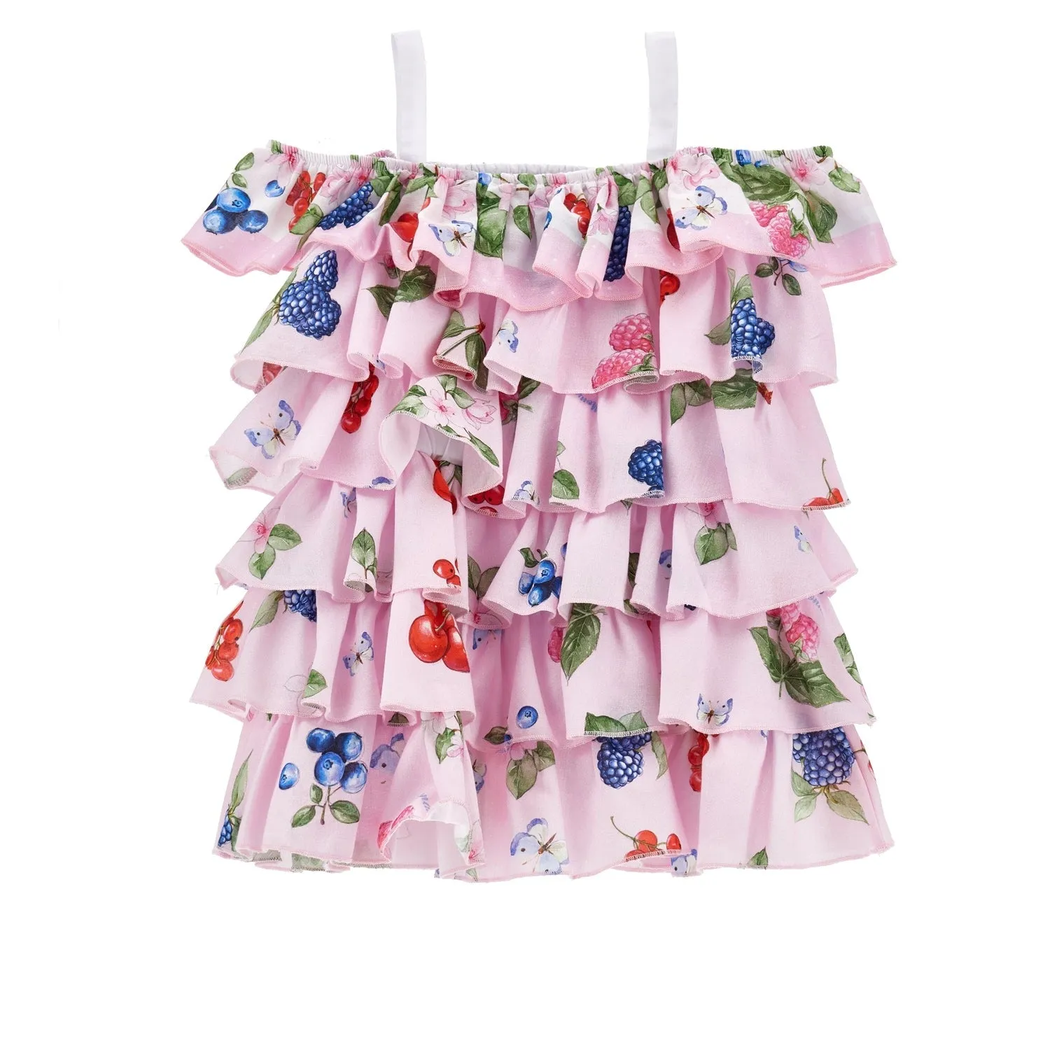 Girls Pink Frill Fruit Dress