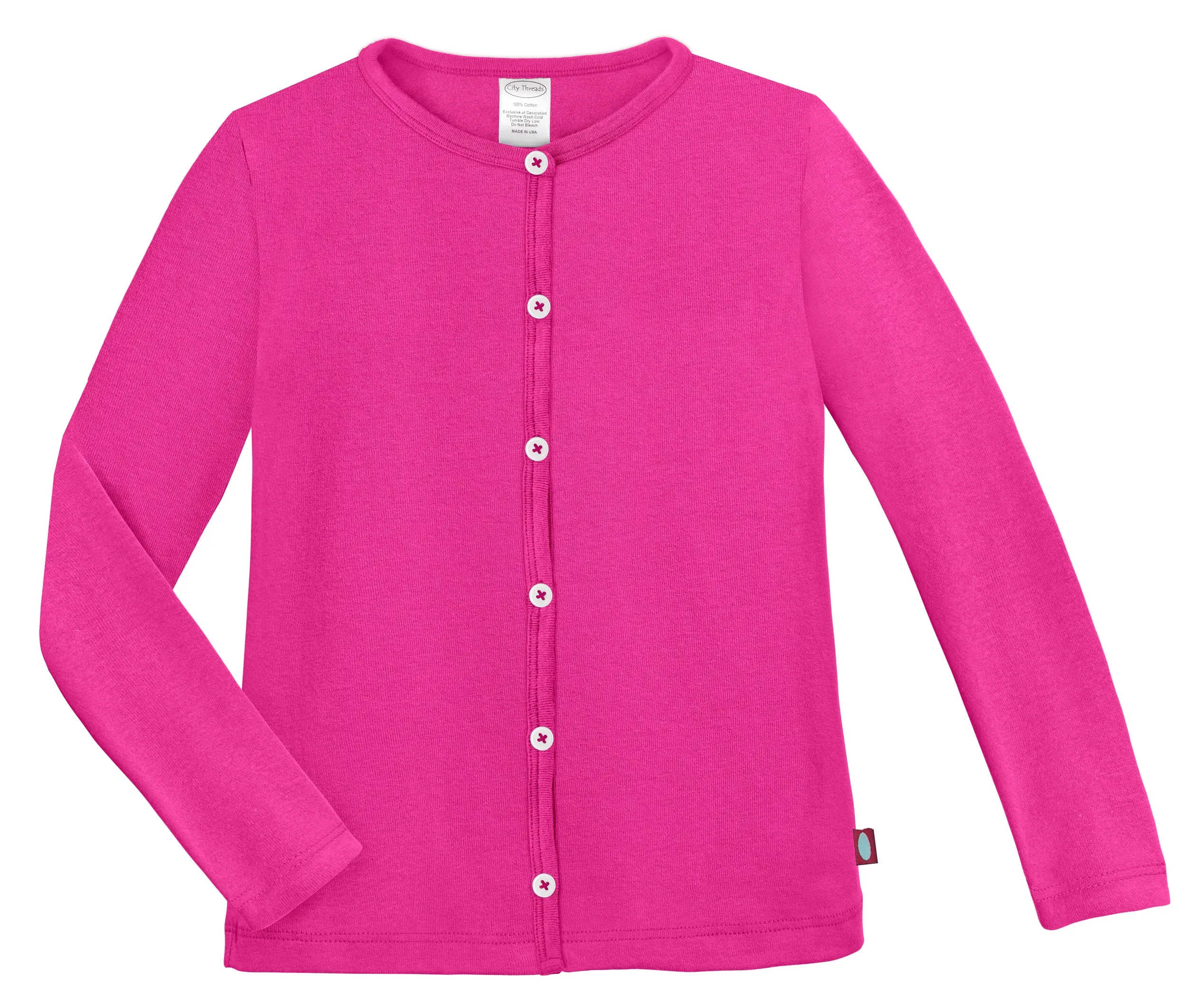 Girls Soft Cotton Button-Down Cardigan | Hot Pink