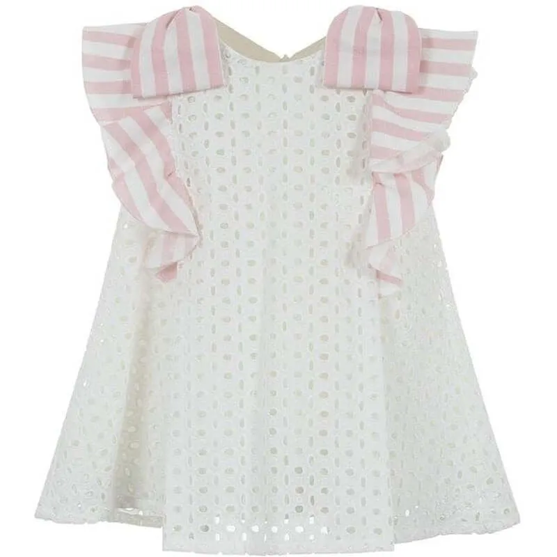 Girls White Broderie Anglaise Dress