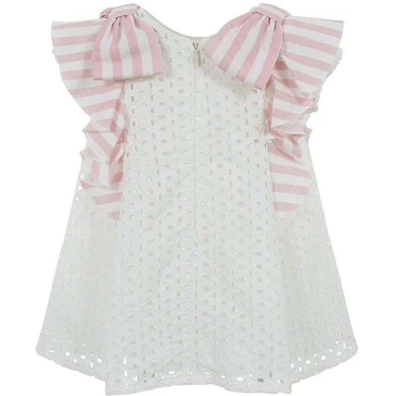 Girls White Broderie Anglaise Dress