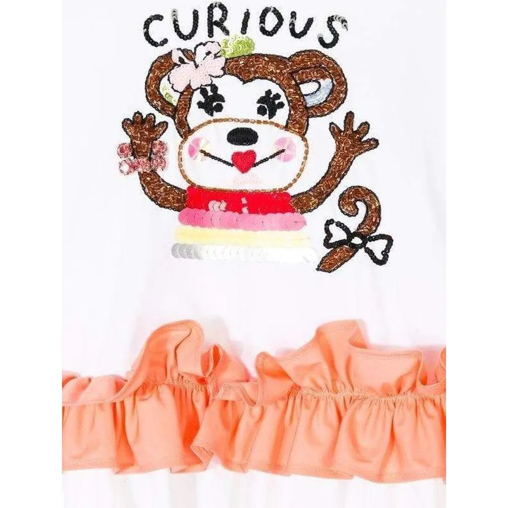 Girls White Cotton Monkey Dress