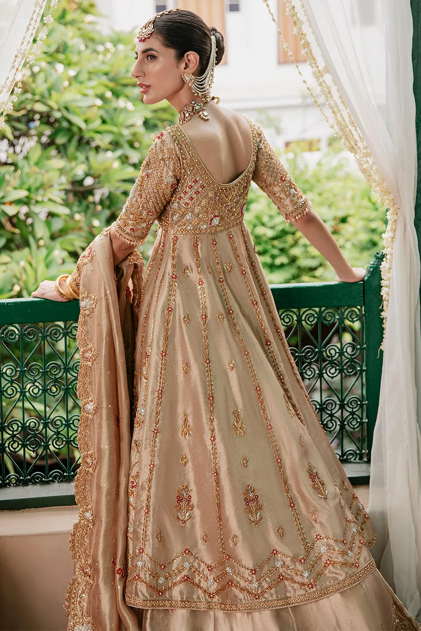 Gold Lehenga Frock Bridal for Pakistani Bridal Wear