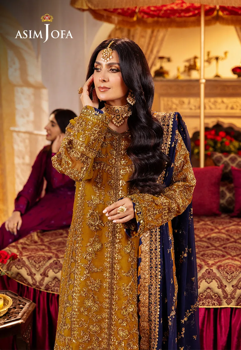Gold Shade Embroidered Twisted Silk Unstitched Pakistani Party Dress