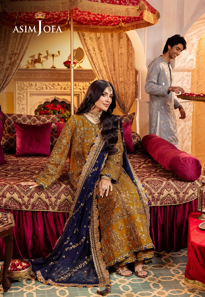 Gold Shade Embroidered Twisted Silk Unstitched Pakistani Party Dress