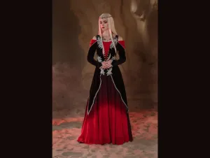 Gothic dragon style dress with ombre chiffon skirt