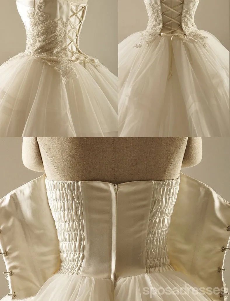 Grand Sweetheart Lace Hem Skirt Long Wedding Dresses, Custom Made Wedding Dresses, Affordable Wedding Bridal Gowns, WD229