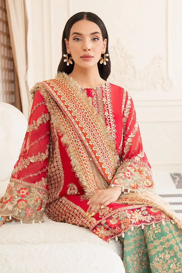 Hand Embellished Pakistani Kameez Salwar Suit in Shocking Pink Color