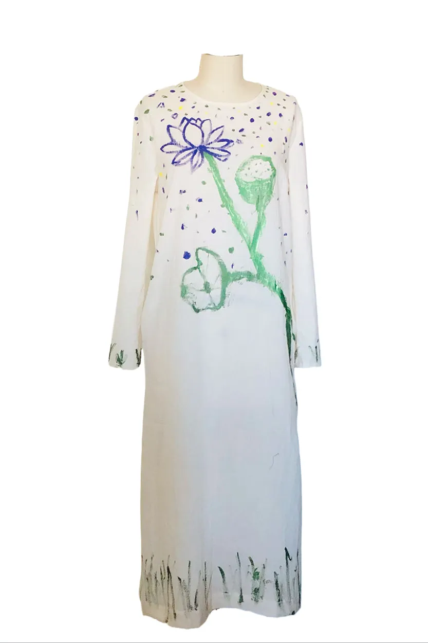 Hand Painted Muslin Dress - Style # 102W