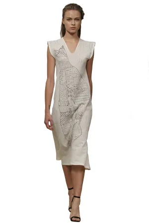 Hand Painted New York City Map Dress (White/Black) Style # 130