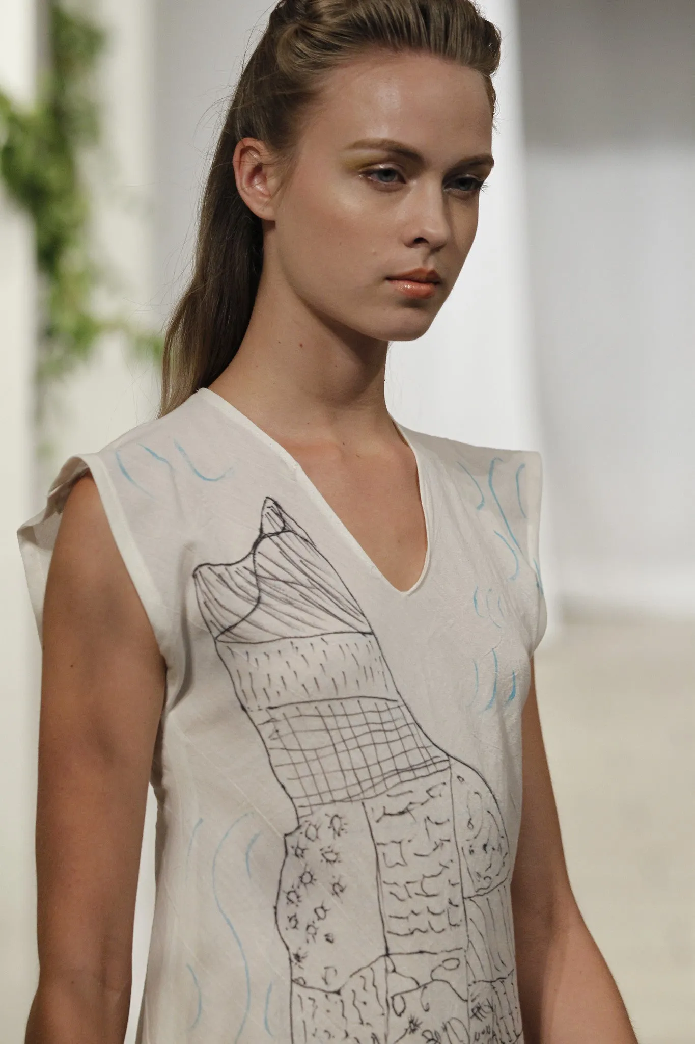 Hand Painted New York City Map Dress (White/Black) Style # 130