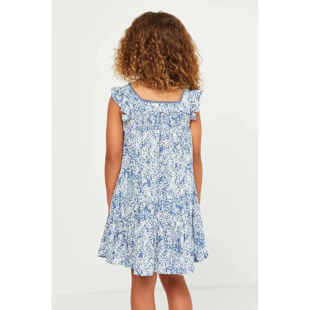 Hayden Girls Botanical Lace Trim Square Neck Dress