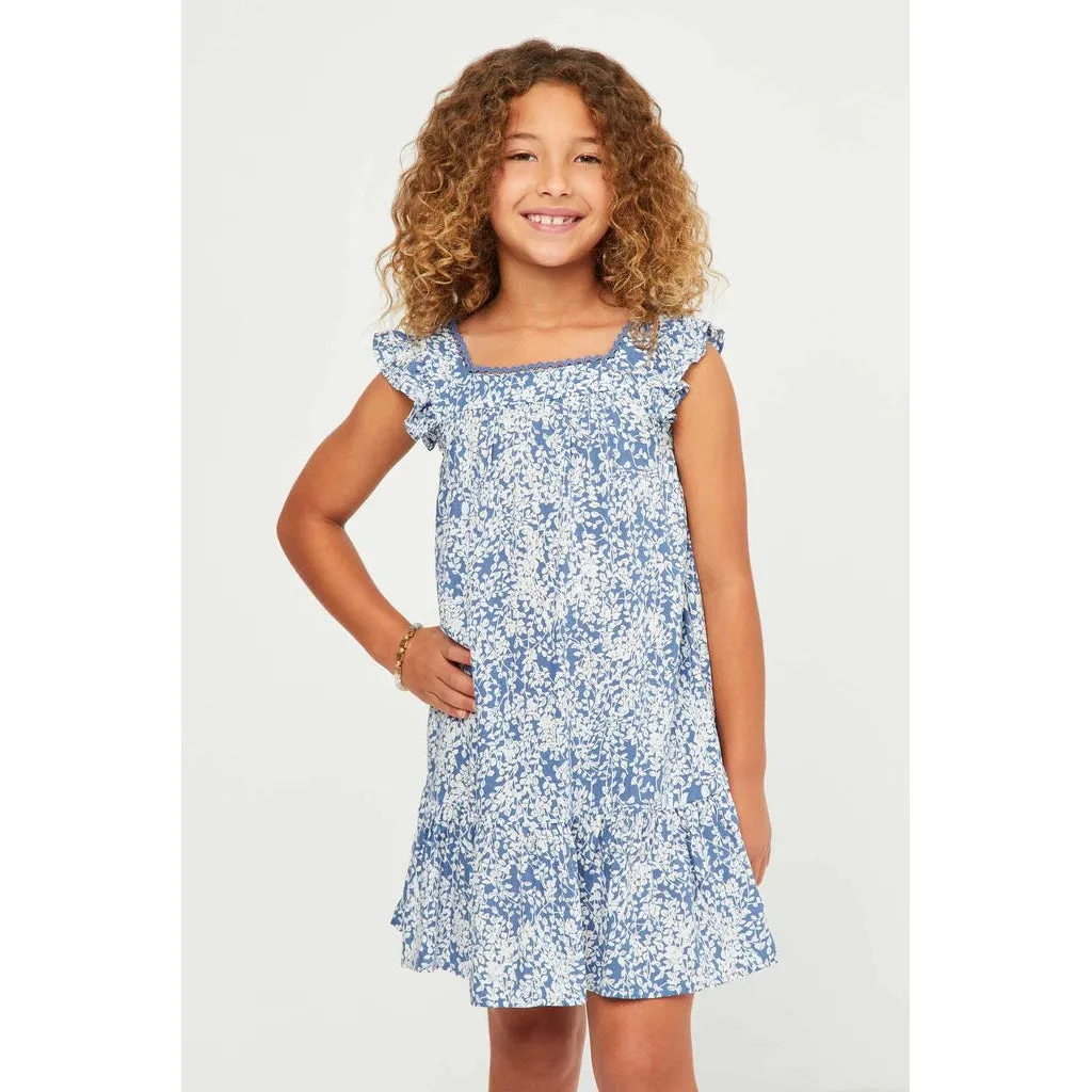 Hayden Girls Botanical Lace Trim Square Neck Dress