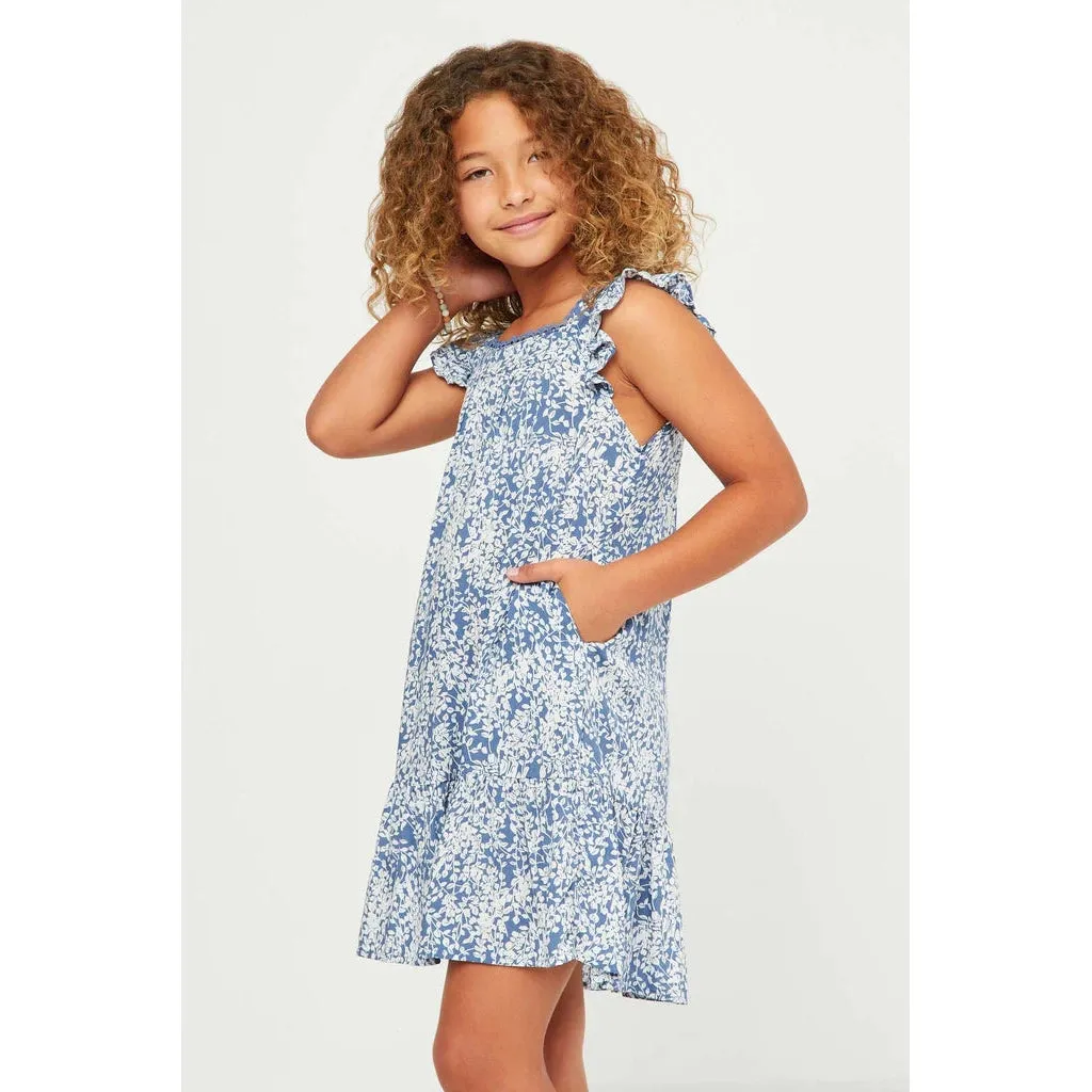 Hayden Girls Botanical Lace Trim Square Neck Dress