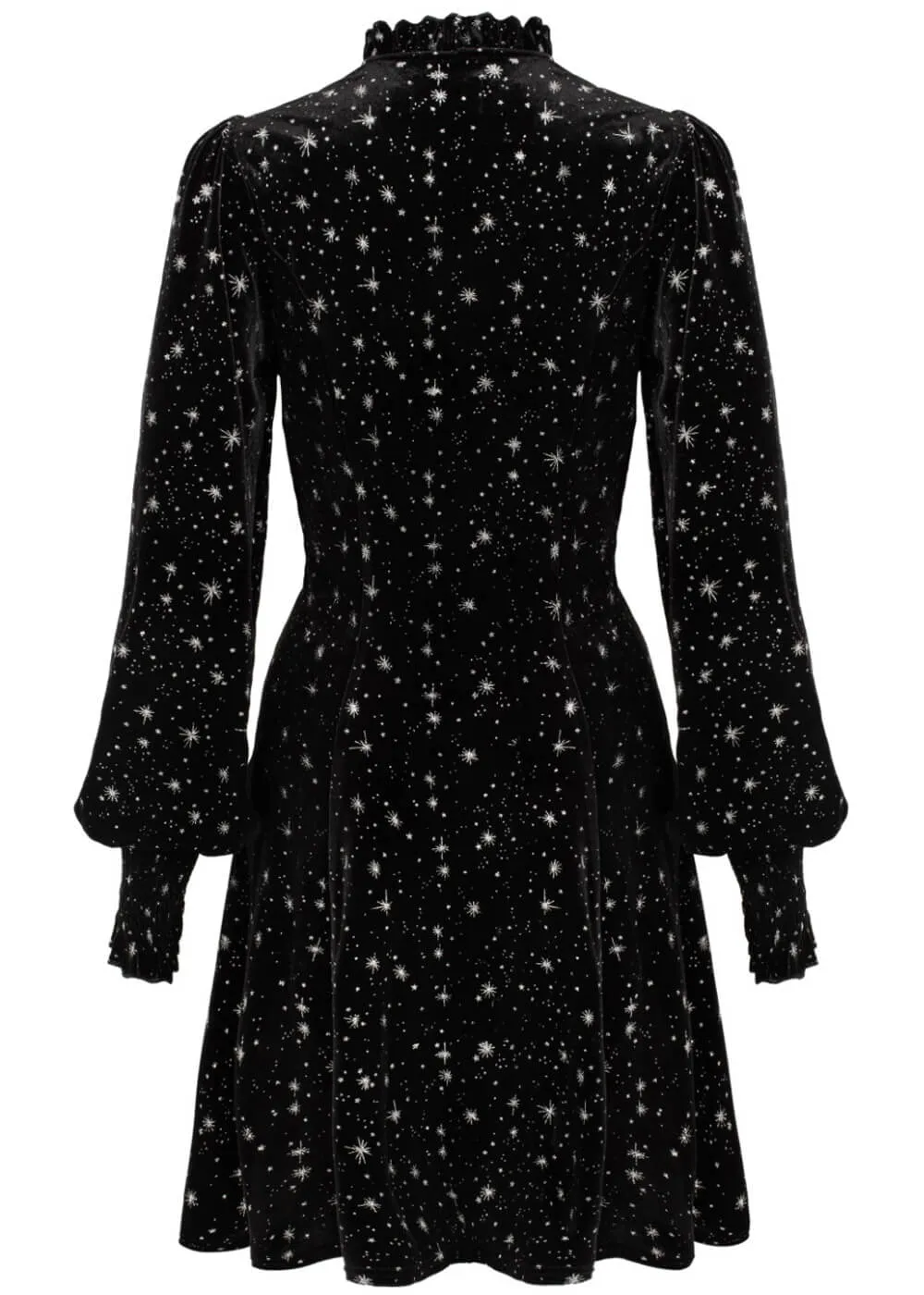 Hell Bunny Vela Stars Velvet 60's A-Line Dress Black