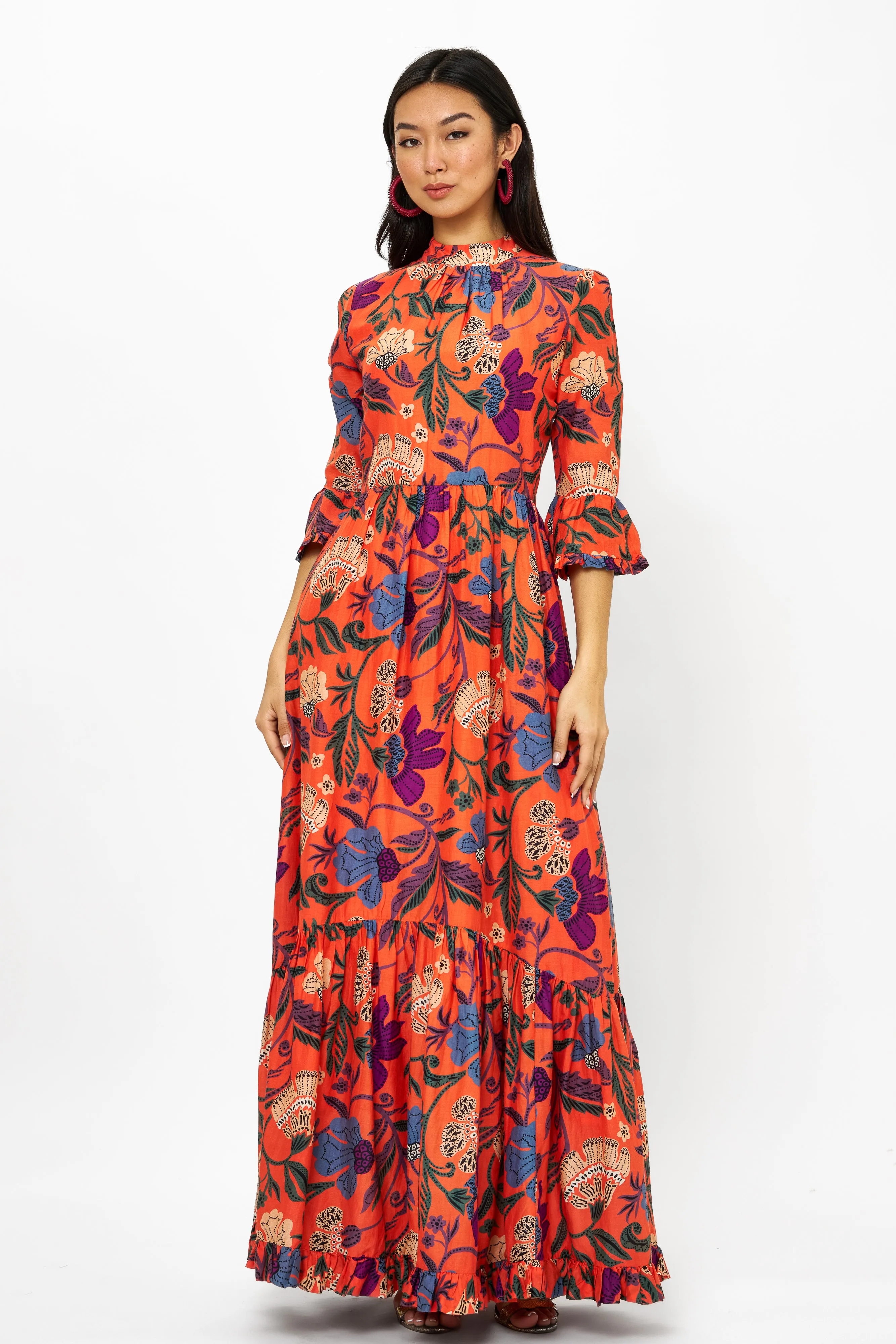 High Neck Bell Maxi- Turin Red