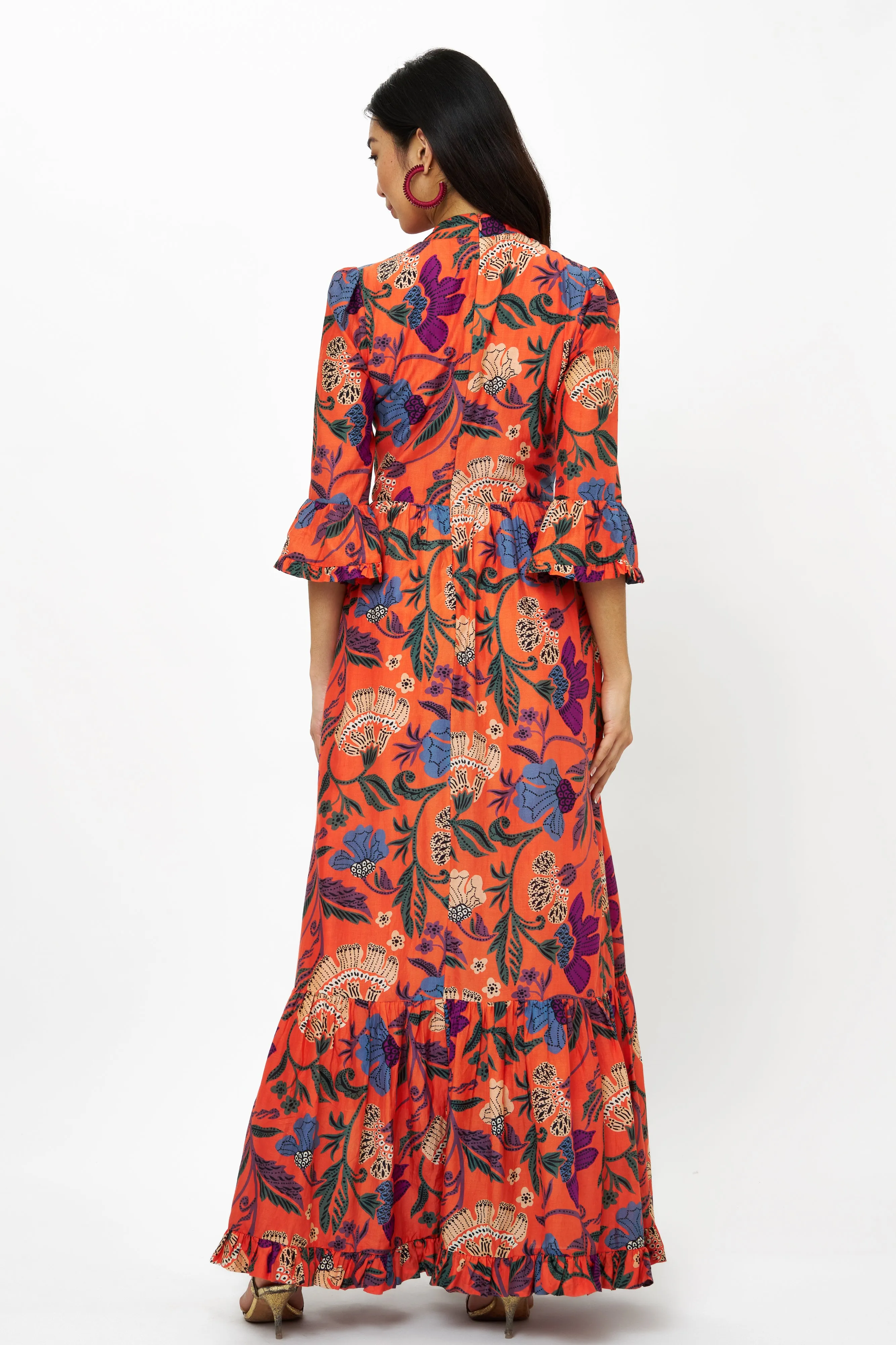 High Neck Bell Maxi- Turin Red