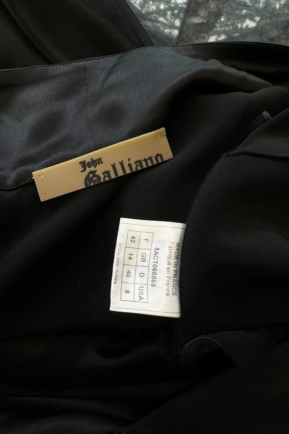 Iconic Fall 2005 John Galliano Black Silk Bias Cut Dress w Plunge Front & Lace Trimmed Cap Sleeves