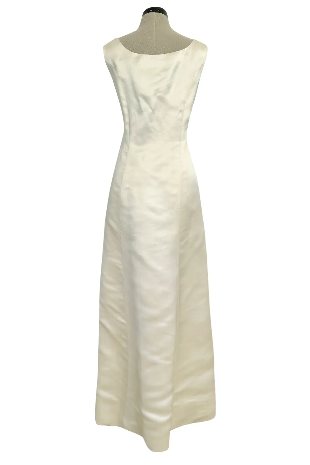 Incredible 1960s Philippe Venet Hand Made Haute Couture Ivory Silk Wrape Over Inner Structural Dress