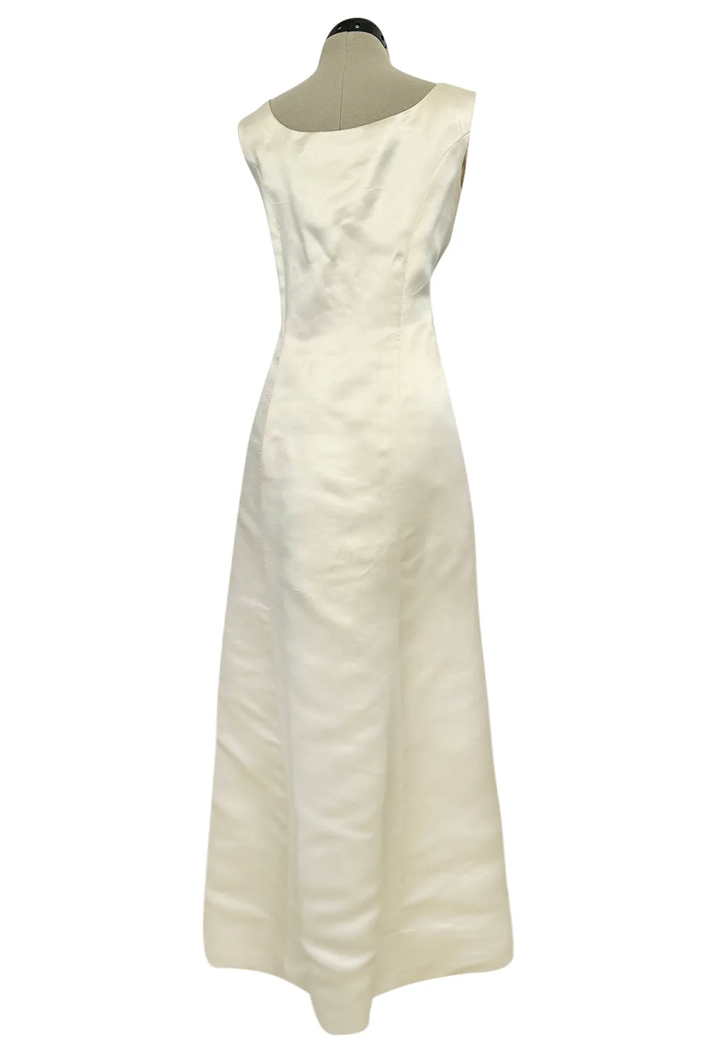 Incredible 1960s Philippe Venet Hand Made Haute Couture Ivory Silk Wrape Over Inner Structural Dress