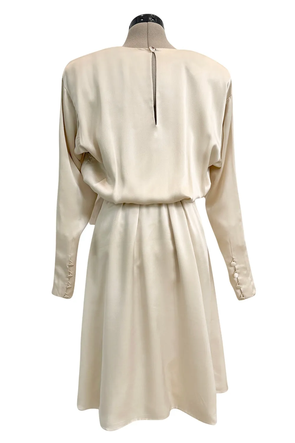 Incredible Spring 1990 Yves Saint Laurent Haute Couture Runway Look 50 Ivory Silk Dress