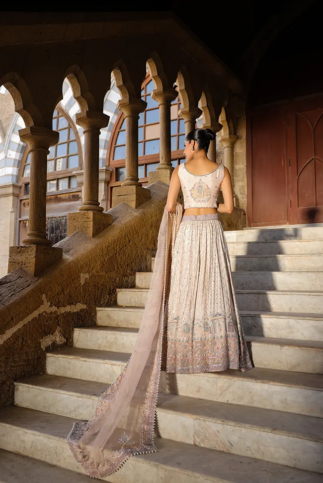 Indian Wedding Dress in Raw Silk Lehenga Choli Style