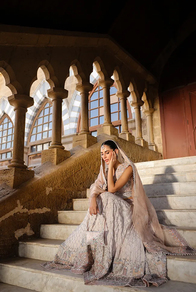 Indian Wedding Dress in Raw Silk Lehenga Choli Style
