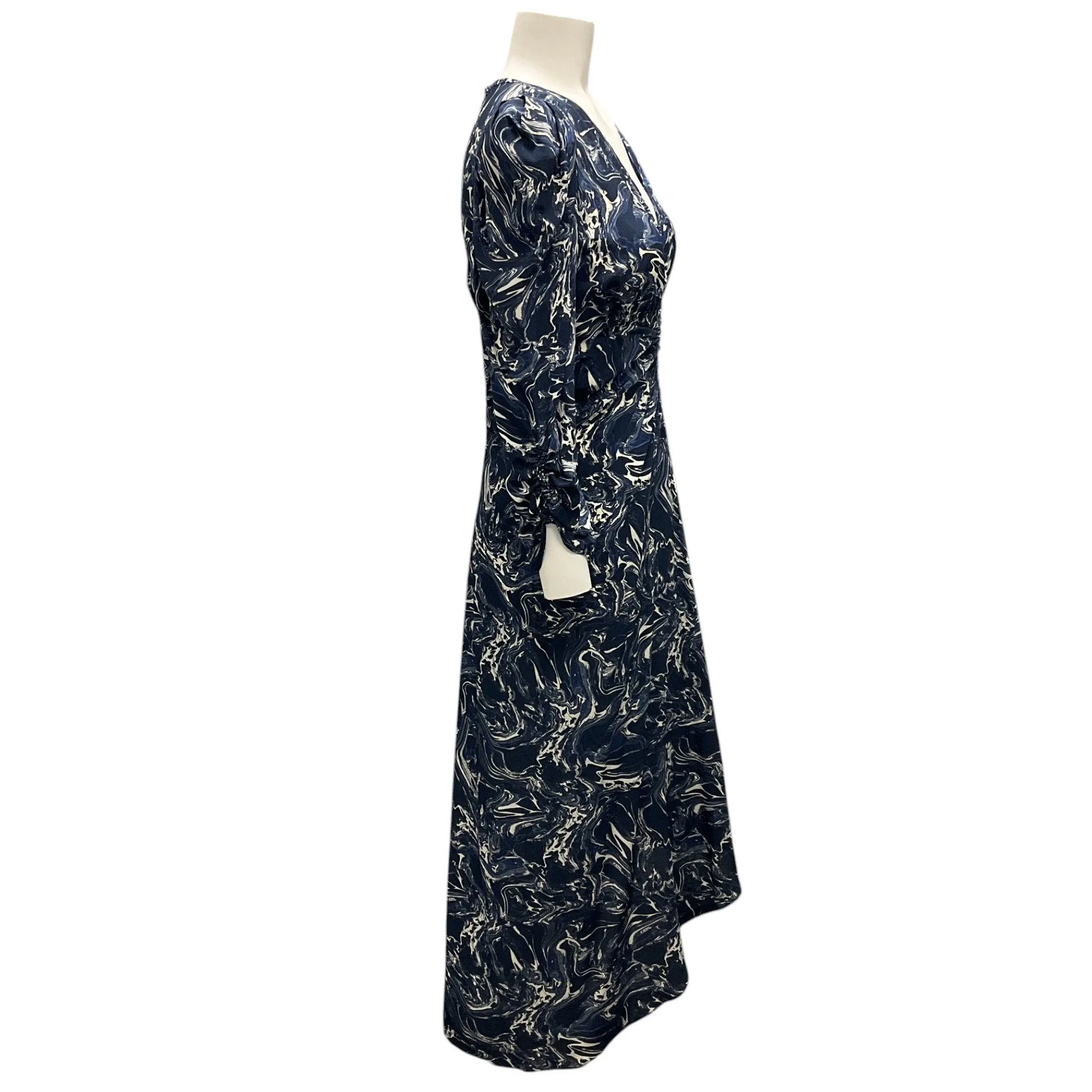 Isabel Marant Navy Blue / Ivory Albini Asymmetric Silk Midi Dress