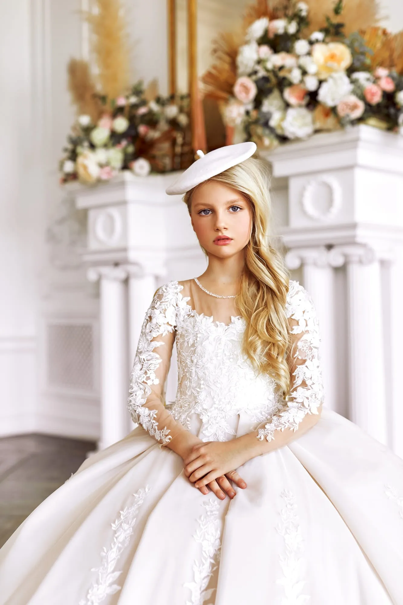 Ivory Lace 1st Communion Dress for Girls