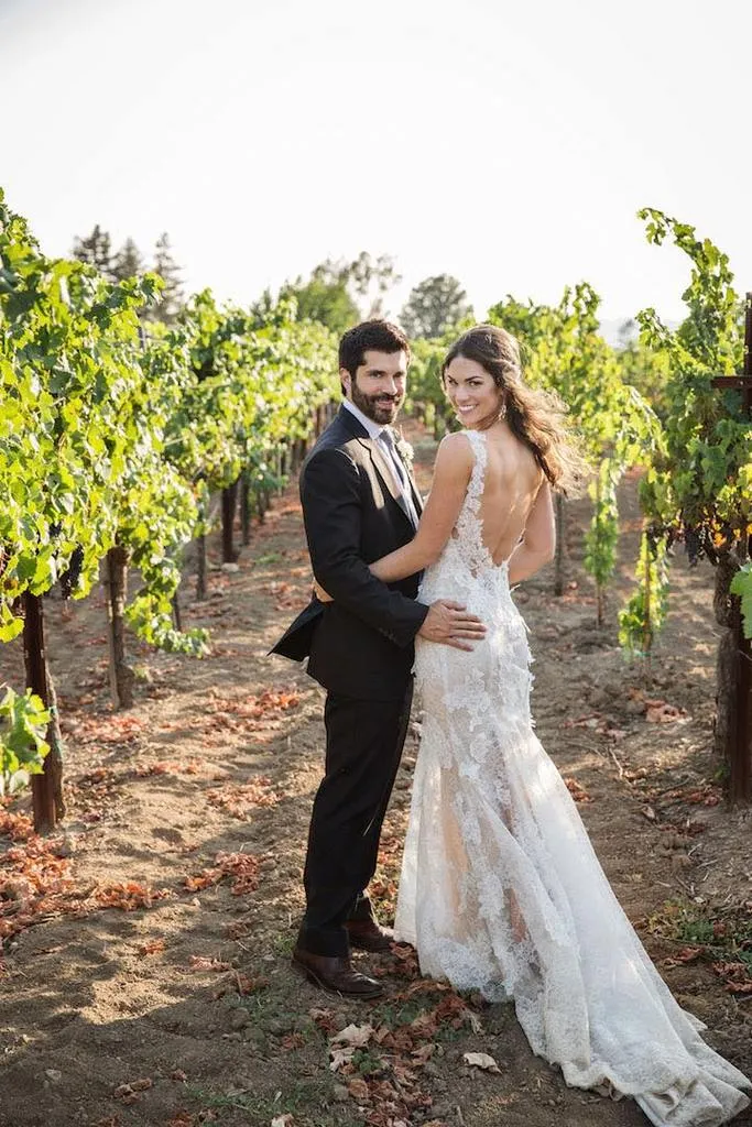 Ivory Lace Appliques Nude Sleeveless Backless Mermaid Wedding Dresses, TYP1413