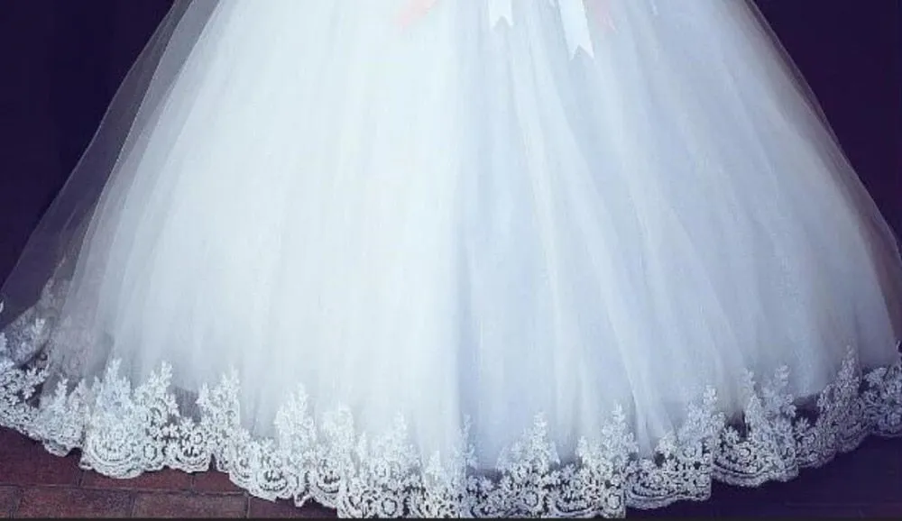 Julie James White Lace Appliques Bridal Ball Wedding Gowns