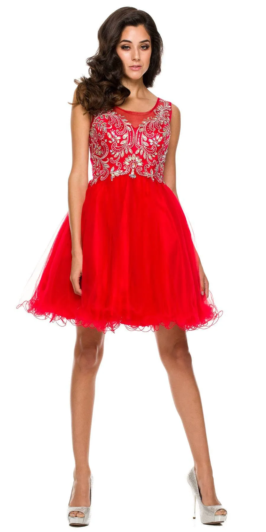 Juliet 749 Poofy A Line Short Dress Tulle Embroidery
