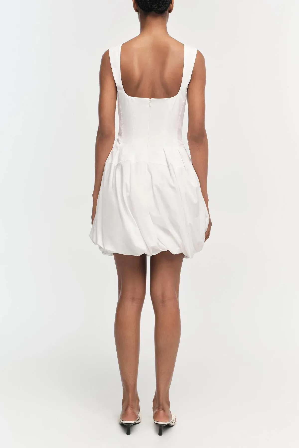 Juni Bubble Mini Dress in White