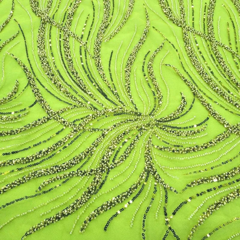 Kenzi Beaded Lace Fabric Yellow 130cm